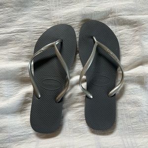 Havaianas Slim Flip Flops in Silver